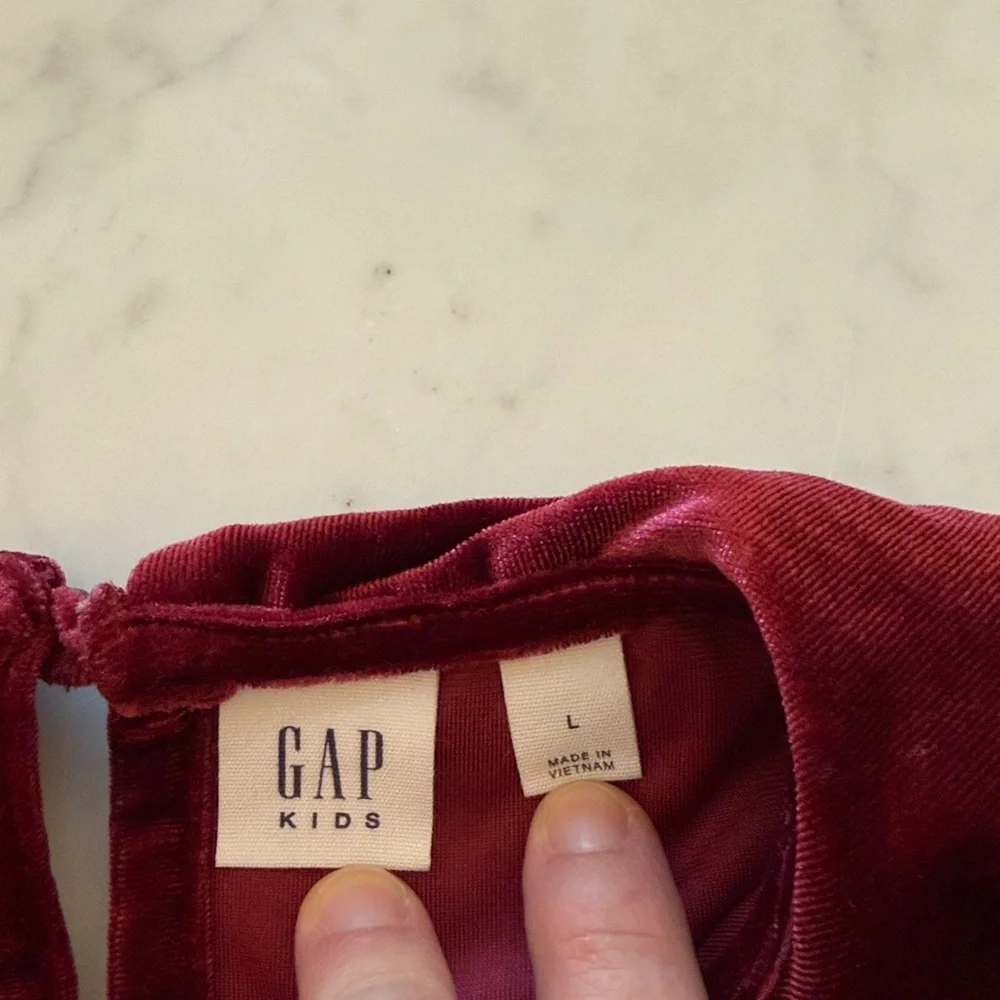 GAP Kids Red Velvet Dress Size L 10 Holiday Peter Pan Collar